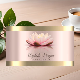 Lotus Flower Gold Stripe Rose Gold Yoga Instructor Business Card