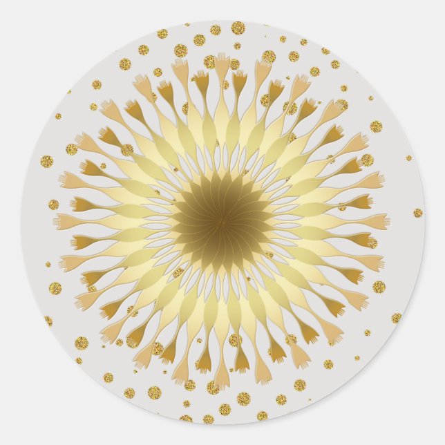 Lotus flower Gold Yellow Wedding confetti Classic Round Sticker (Front)