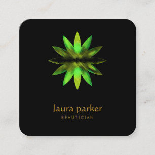 Lotus Flower Green Healing Therapy Yoga Holistic Square Business Card