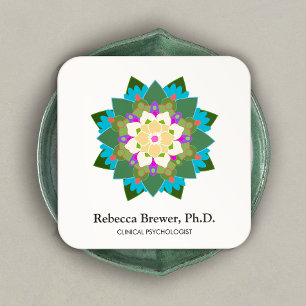 Lotus Flower Holistic Mental Health Healer Square Business Card