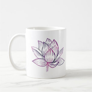 Lotus Flower Illustration Dark Purple Coffee Mug