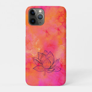Lotus Flower Illustration Pink Ink Art Yoga  iPhone 11 Pro Case