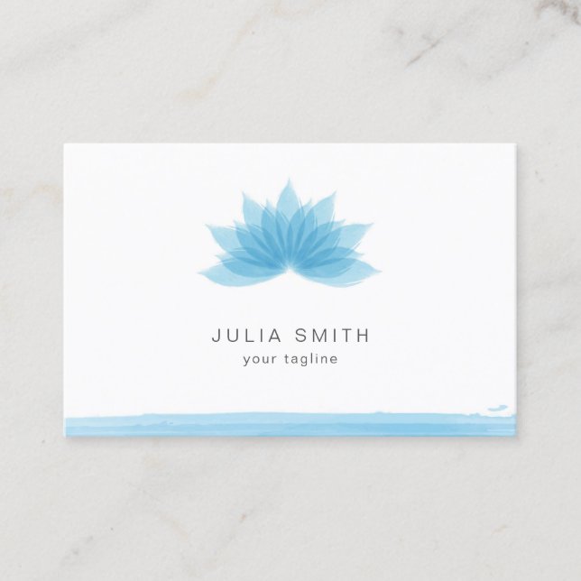 Lotus flower in blue colour business card (Front)