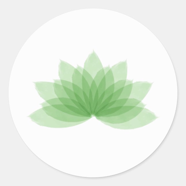 Lotus flower in green colour classic round sticker (Front)