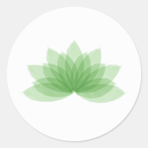 Lotus flower in green colour classic round sticker