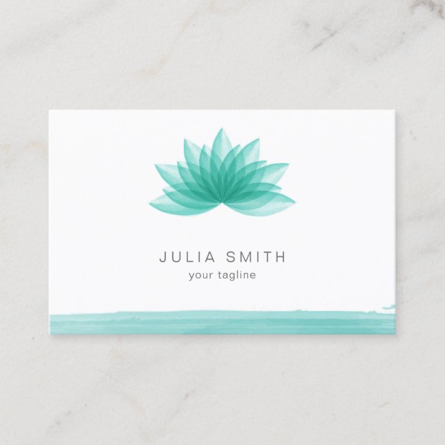 Lotus flower in teal colour business card (Front)