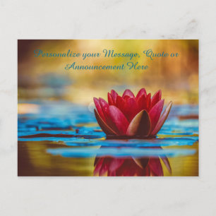 Lotus Flower in Water Personalise Message, Quote Announcement Postcard