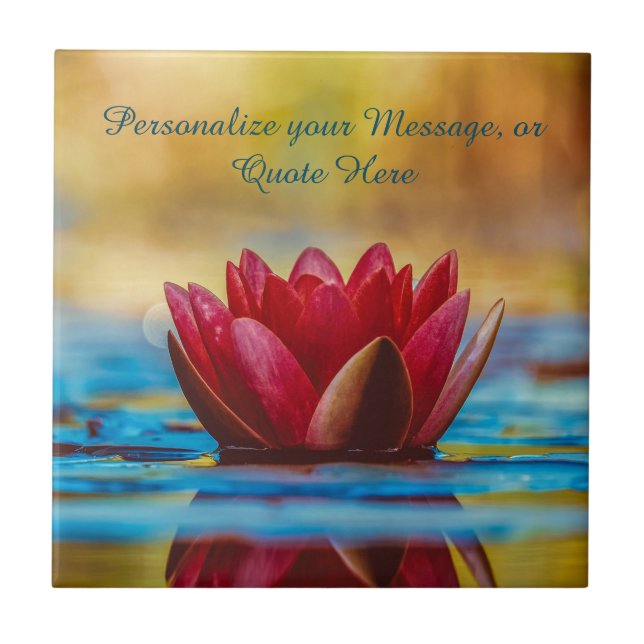 Lotus Flower in Water Zen Meditation Personalise Tile (Front)