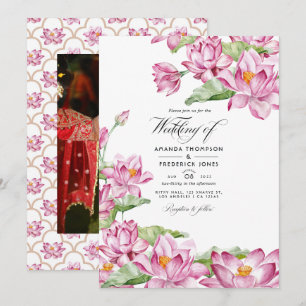 Lotus Flower Indian Wedding Invitation