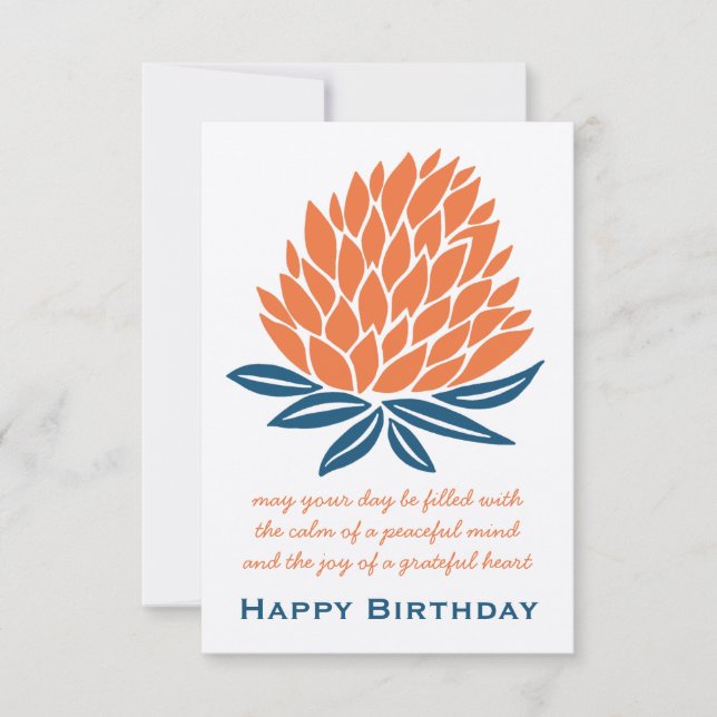 Lotus Flower Inspirational Mindful Happy Birthday  Card (Front)