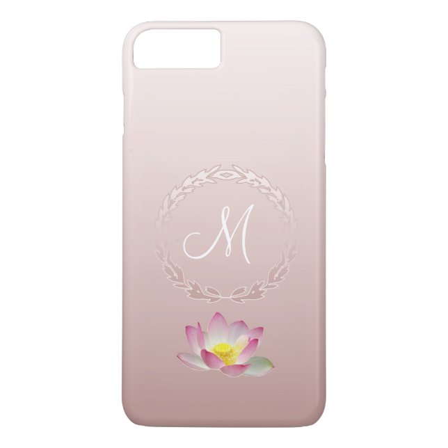 Lotus Flower Laurel Wreath Monogram Case-Mate iPhone Case (Back)