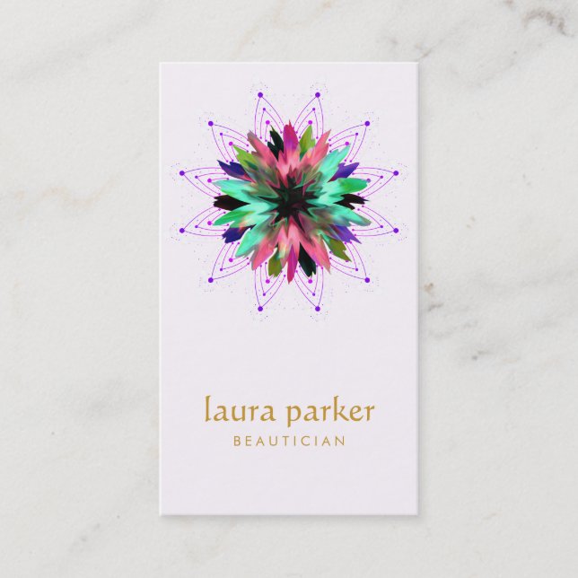 Lotus Flower Logo Healing Therapy Yoga Holistic Business Card (Front)