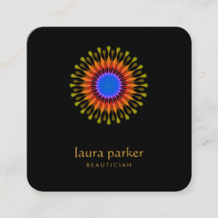 Lotus Flower Logo Healing Therapy Yoga Holistic Square Business Card