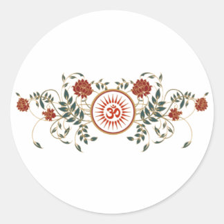 Lotus Flower Logo OM Symbol Blank Round Stickers