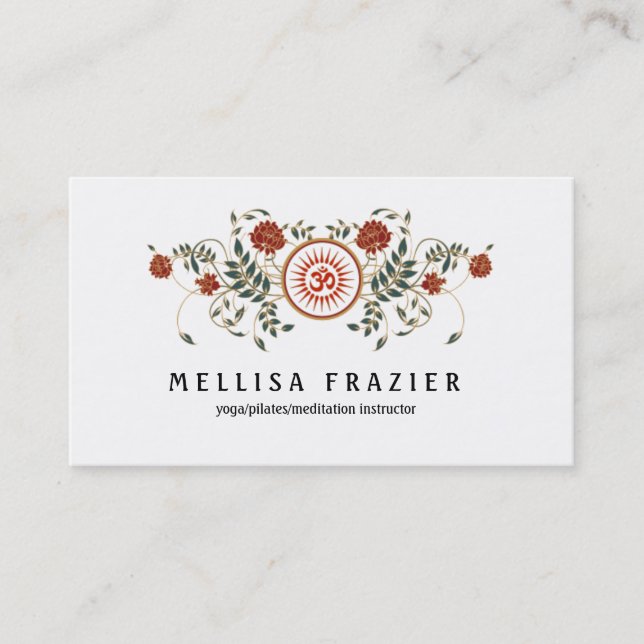 Lotus Flower Logo OM Symbol Health and Wellness Business Card (Front)