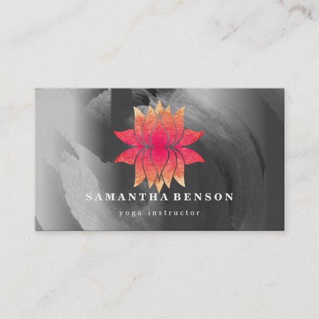 Lotus Flower Logo Yoga Business Card (Front)
