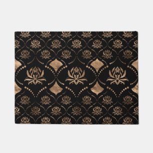 Lotus Flower Luxury ornament - black and gold Doormat