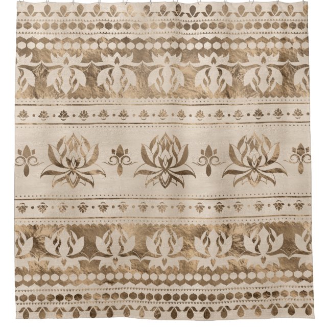 Lotus Flower Luxury ornament - pastel gold Shower Curtain (Front)