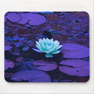 Lotus Flower Magical Purple Blue Turquoise Floral Mouse Mat