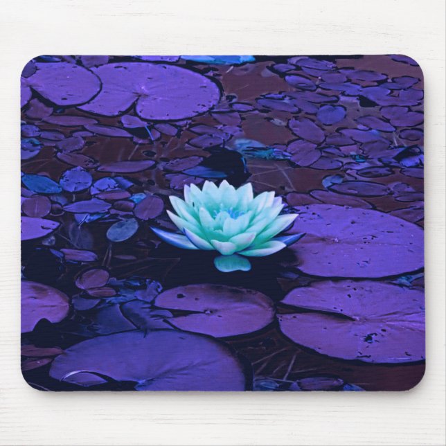 Lotus Flower Magical Purple Blue Turquoise Floral Mouse Mat (Front)