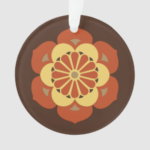 Lotus Flower Mandala, Brown, Rust and Yellow Ornament