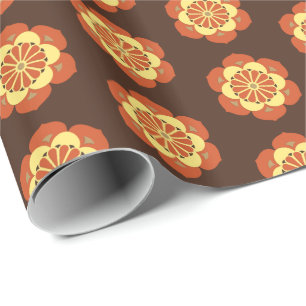 Lotus Flower Mandala, Brown, Rust and Yellow Wrapping Paper