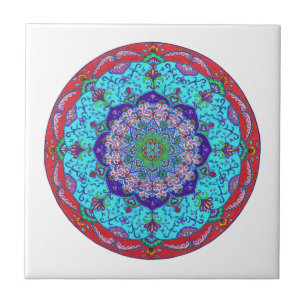 Lotus Flower Mandala Ceramic Tile, Art Tile