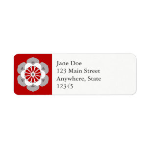 Lotus Flower Mandala, Dark Red, Grey and White