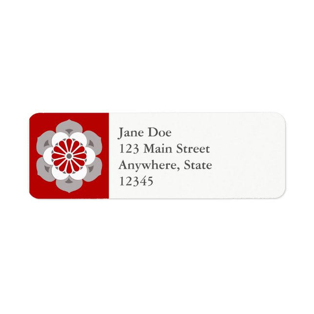 Lotus Flower Mandala, Dark Red, Grey and White (Front)