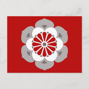 Lotus Flower Mandala, Dark Red, Grey and White Postcard