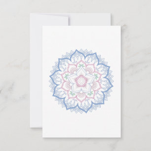 Lotus flower mandala in soft pastel colours RSVP card