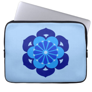 Lotus Flower Mandala, Indigo and Light Blue Laptop Sleeve