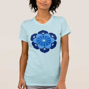 Lotus Flower Mandala, Indigo and Light Blue T-Shirt