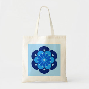 Lotus Flower Mandala, Indigo and Light Blue Tote Bag