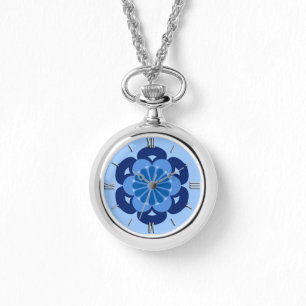 Lotus Flower Mandala, Indigo and Light Blue Watch