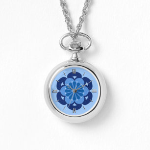 Lotus Flower Mandala, Indigo and Light Blue Watch