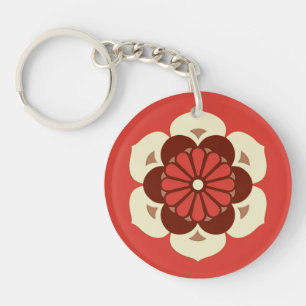 Lotus Flower Mandala, Mandarin Orange Key Ring