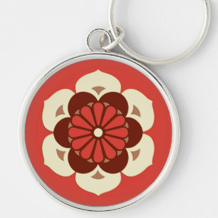 Lotus Flower Mandala, Mandarin Orange Key Ring