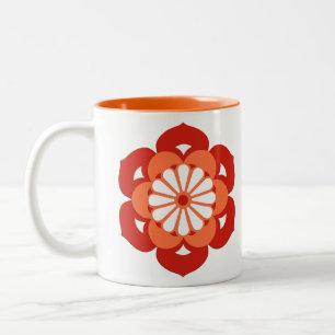 Lotus Flower Mandala, Mandarin Orange Two-Tone Coffee Mug