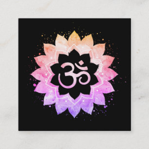 ~* Lotus Flower Mandala Om Aum. Symbol Square Business Card