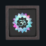 *~* Lotus FLower Mandala  OM AUM Symbol Watercolor Gift Box<br><div class="desc">* An OM AUM Symbol Lotus Watercolor Mandala on a black background gift box.* Note: You can easily customise by adding text. Here for you is a strikingly beautiful new age metaphysically spiritually inclined eye-catching design likely to inspire meditation and calm contemplation. It can make a perfect gift for friends...</div>