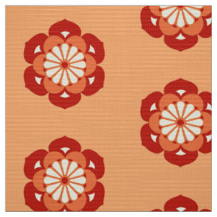 Lotus Flower Mandala, Pastel Orange and Mandarin Fabric