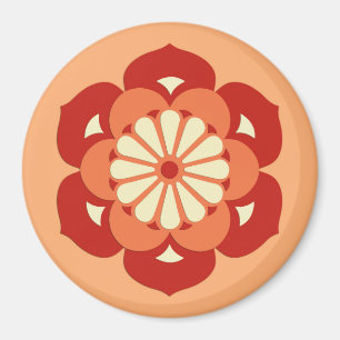 Lotus Flower Mandala, Pastel Orange and Mandarin Magnet
