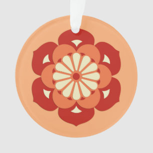Lotus Flower Mandala, Pastel Orange and Mandarin Ornament