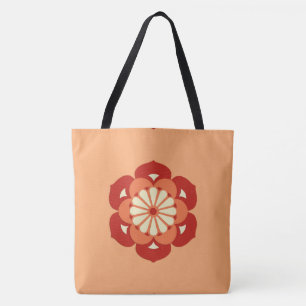 Lotus Flower Mandala, Pastel Orange and Mandarin Tote Bag