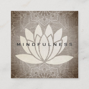 Lotus Flower Mandala Pattern Marbled  Texture Square Business Card