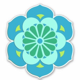 Lotus Flower Mandala, Sky Blue and Light Aqua
