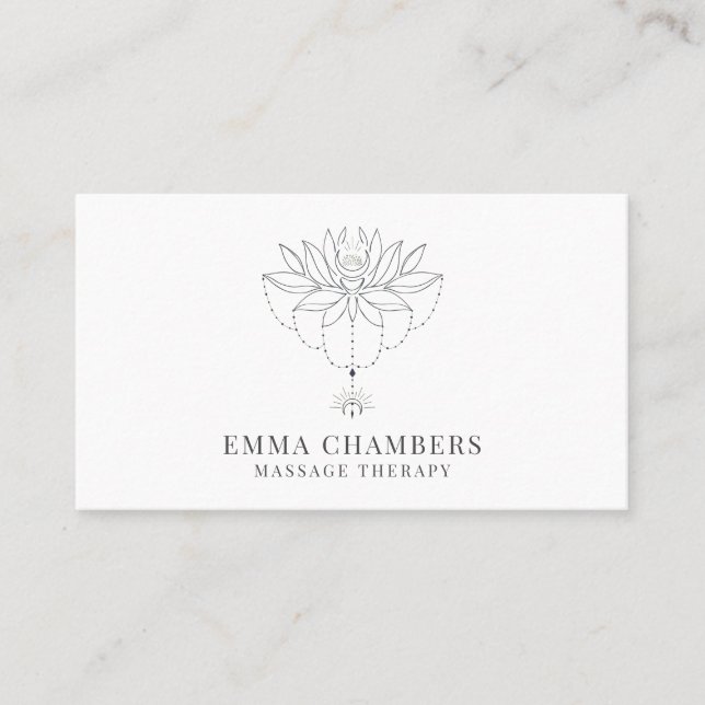Lotus Flower Massage Therapist  Business Card (Front)