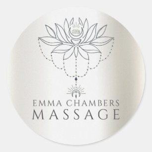 Lotus Flower Massage Therapist Pearlescent Classic Round Sticker
