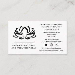 Lotus Flower Massage Therapy Holistic Social Media Business Card